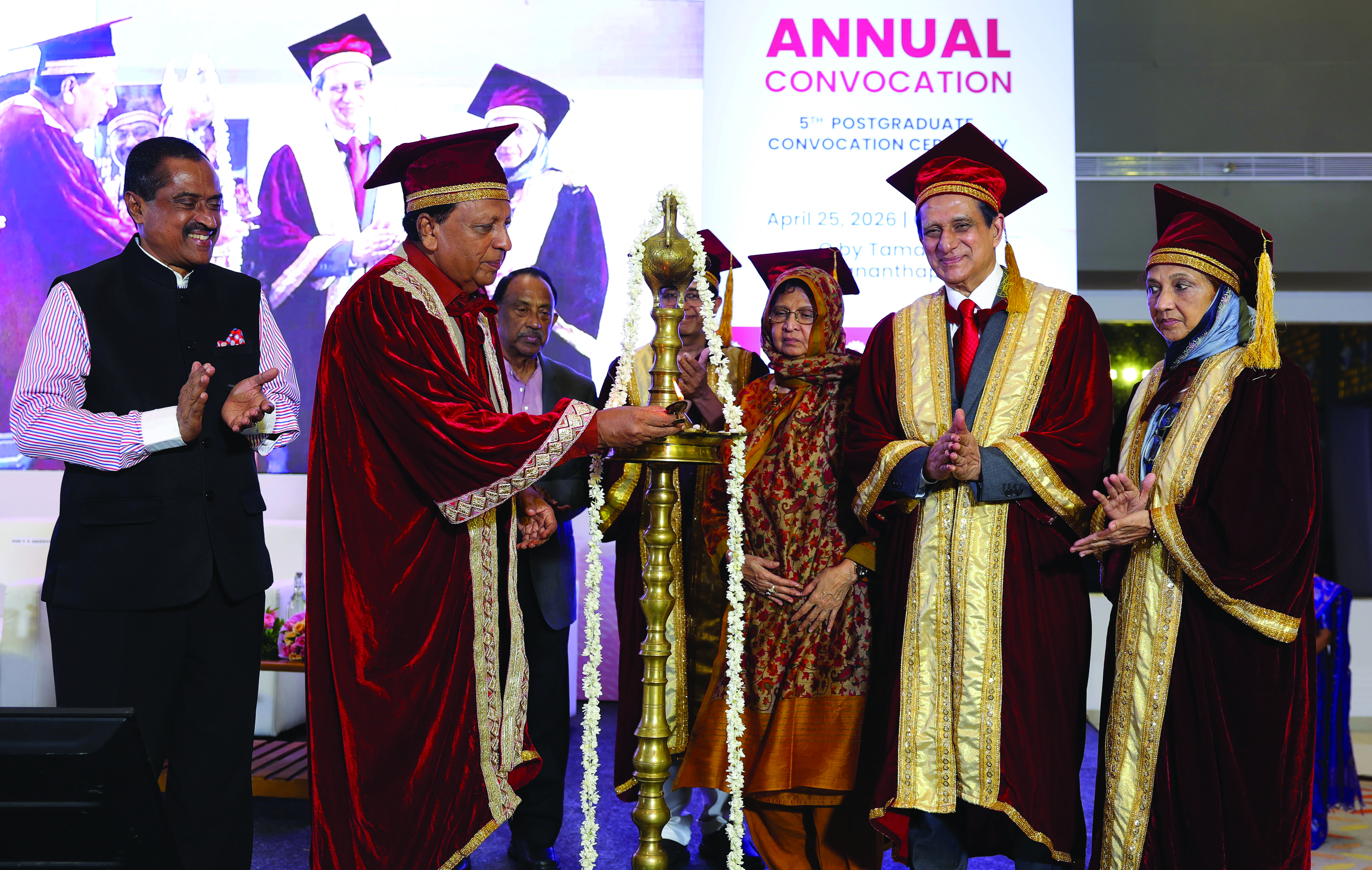 The fifth PG KIMSHEALTH Convocation 2026 of medical students who completed their courses over the past two years was held at Hotel O by Tamara, Trivandrum, on April 25, 2026. The convocation address was delivered by former Indian Ambassador to the United Nations, T.P. Sreenivasan.